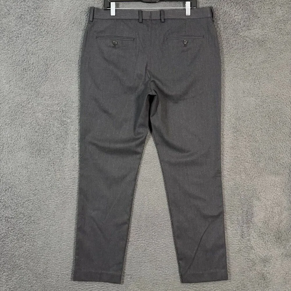 J Crew Dress Pants Mens 35x32 Gray Bowery Slim Fit Oxford Stretch Formal